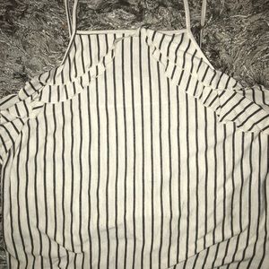 striped high neck crop top ~ AE xl